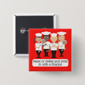 Carré 5 Cm Le chef badine le badge nominatif d'universel de (Devant & derrière)