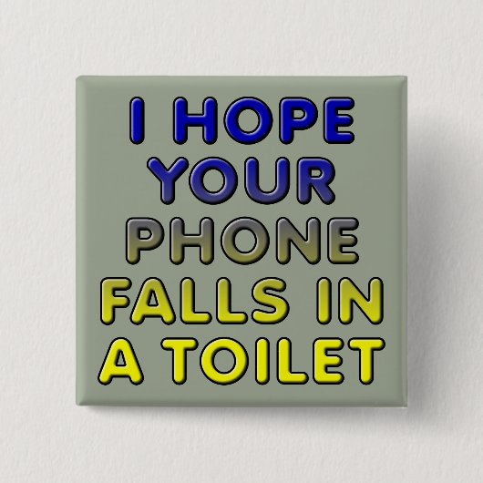 Carré 5 Cm Phone In the Toilet Funny Button Badge Pin (Devant)