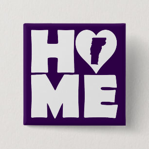 Carré 5 Cm Vermont Accueil Heart State Button Badge Pin