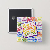 Carré 5 Cm Vous Êtes Aimés ! Badge (Devant & derrière)