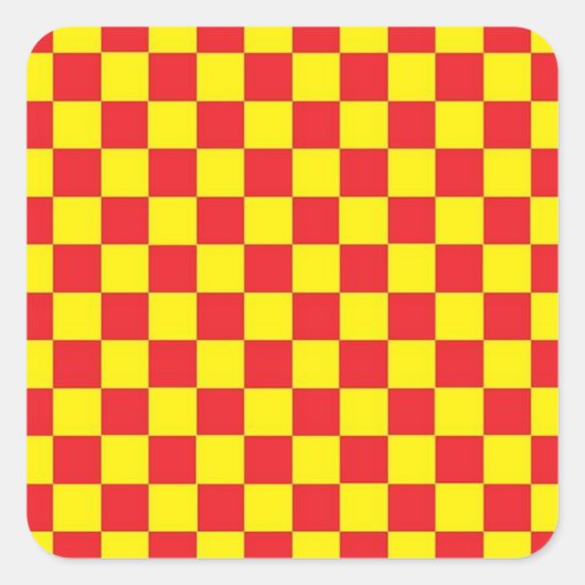 Carré À damiers rouge et jaune STICKER PERTOMISABLE (Devant)