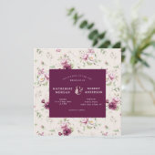 carré à fleurs magenta jardin faire-part de mariag (Debout devant)