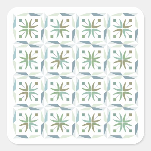 Carré Abstract Geometric Tile Pattern Design Sticker (Devant)