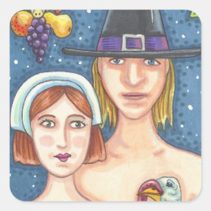 Carré ADAM & EVE PILGRIMS THANKSGIVING STICKER SHEET Squ