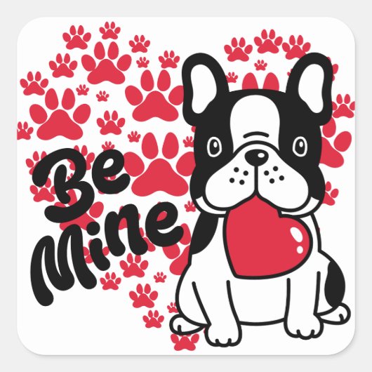Carré Adorable Être Mine Saint Valentin Sticker chien (Devant)