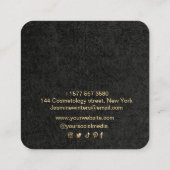 Carré Ajouter Logo Gold Luxury Frame Carte de visite (Dos)