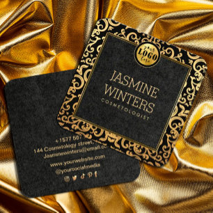 Carré Ajouter Logo Gold Luxury Frame Carte de visite