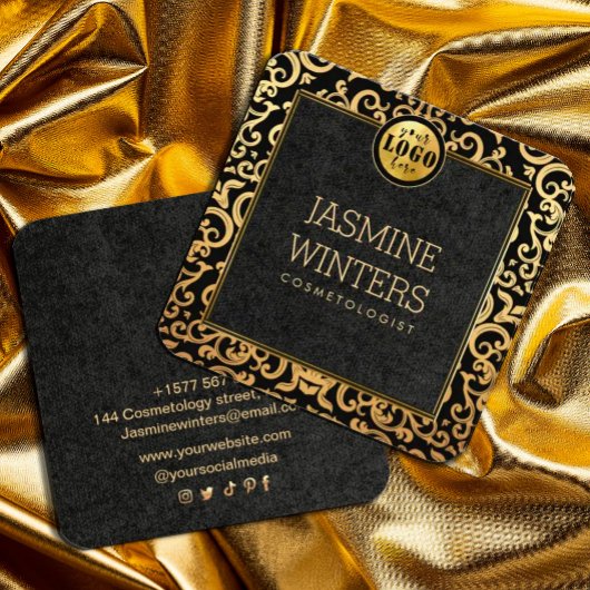 Carré Ajouter Logo Gold Luxury Frame Carte de visite