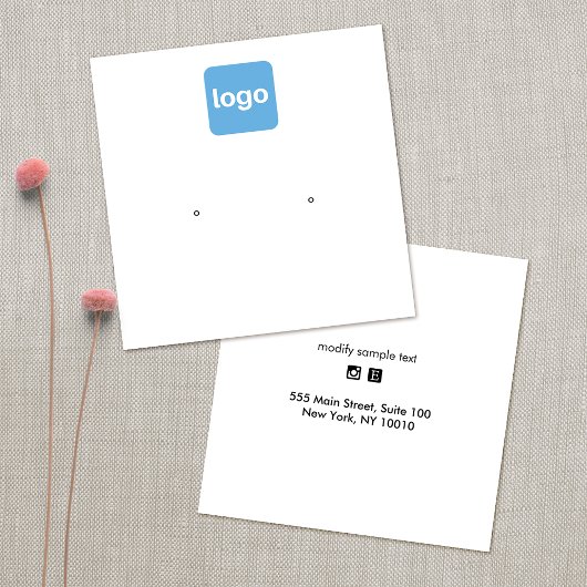 Carré Ajouter Logo Stud oreille Carte d'affichage 