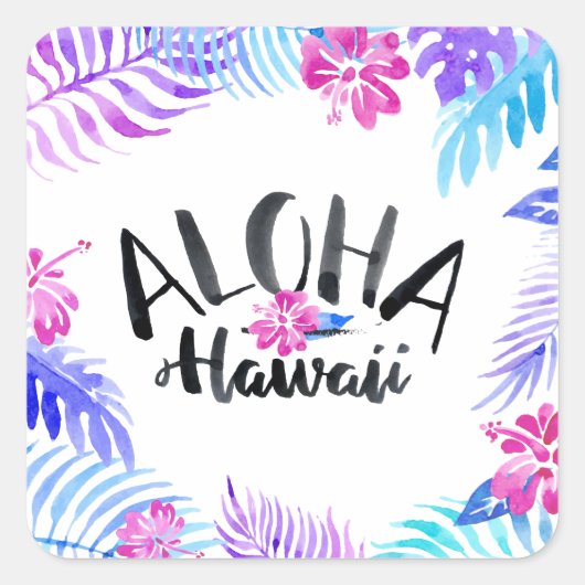 Carré Aloha Hawaii Tropical | Sticker (Devant)
