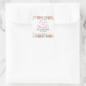 Carré Amour et Merci Sticker Mariage Floral Aquarelle (Sac)
