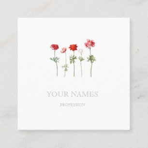 CARRÉ "ANEMONES" BOTANIQUES CARTE DE VISITE FLORAL