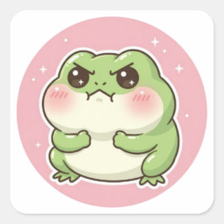 Carré Angry Frog Sticker Funny Mad Frog Meme Cute Aggres