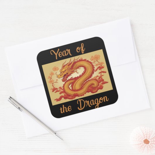 Carré Année du Sticker Dragon (Enveloppe)