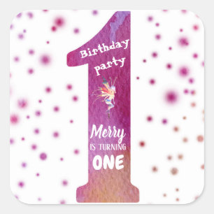 Carré Anniversaire One Watercolor Sticker