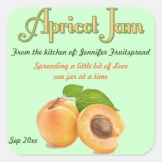 Carré Apricot Jam Étiquette de canne à nourriture