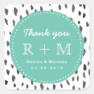 Carré Aquarelle Abstrait Motif mariage Favor Sticker