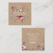 Carré Aquarelle fleurs rustiques kraft Carte de visite (Devant / Derrière)