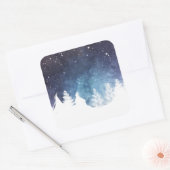 Carré Aquarelle Hiver Vacances | Sticker (Enveloppe)