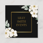 Carré Aquarelle moderne Carte de visite foncé Design flo (Devant)