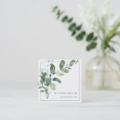 Carré Aquarelle Sage Vert Carte de visite de verdure (Debout devant)