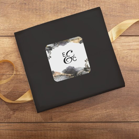 Carré Aquarelle Vanessa Noir et Blanc Sticker initial