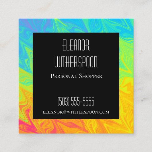 Carré Arc-en-ciel et Carte de visite noir (Devant)