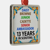 Carré Argenté 13 ans de scoutisme pour filles ornement métalliqu (Droite)