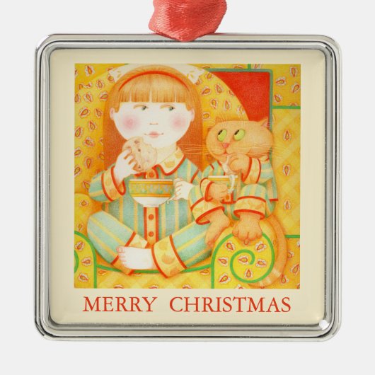 Carré Argenté COUVERTURE COUVERTE Premium Ornement + Texte / Crè (Devant)