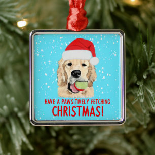 Carré Argenté Golden Retriever chien céramique ornement de Noël,