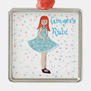 Carré Argenté Mignonne Petite Fille "Gingers Rule" Ornement