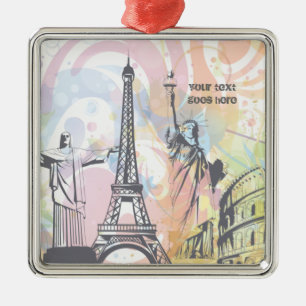 Carré Argenté Monuments du monde ornement personnalisé