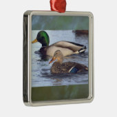 Carré Argenté Ornement Canards Colvert (Droite)