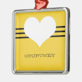 Carré Argenté Ornement cardiaque moderne jaune (Gauche)