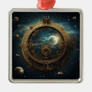 Carré Argenté Ornement céleste Steampunk
