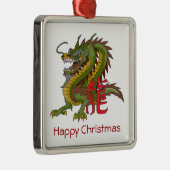 Carré Argenté Ornement chinois de Noël de dragon (Droite)