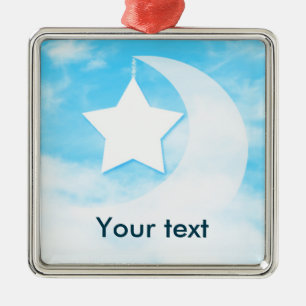 Carré Argenté Ornement coloré par argent en métal d'étoile et