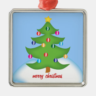 Carré Argenté Ornement d'arbre de Noël de chiropractie