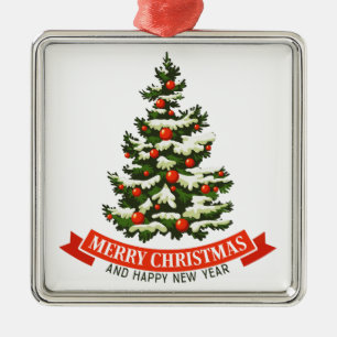 Carré Argenté Ornement d'arbre de Noël vintage