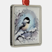 Carré Argenté Ornement de chickadee (Droite)