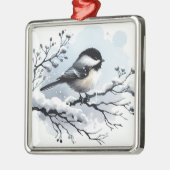 Carré Argenté Ornement de chickadee (Gauche)