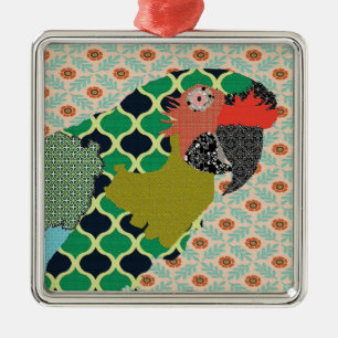 Carré Argenté Ornement de Joyeux Noël d'ara d'aquarium populair