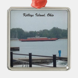 Carré Argenté Ornement de photo de ferry d'île de Kelleys, Ohio