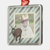 Carré Argenté Ornement de photo de rayures de Cabrito (Gauche)