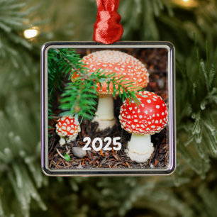 Carré Argenté Ornement des champignons de l'Agaric