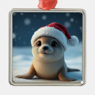 Carré Argenté Ornement du sceau de Noël