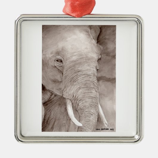 Carré Argenté ornement éléphant (Devant)