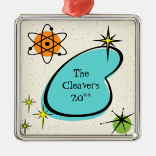 Carré Argenté Ornement en céramique atomique rétro Boomerang