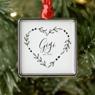 Carré Argenté Ornement en céramique de Noël Gigi Année d'établis