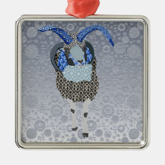 Carré Argenté Ornement floral de Noël d'argent vintage de